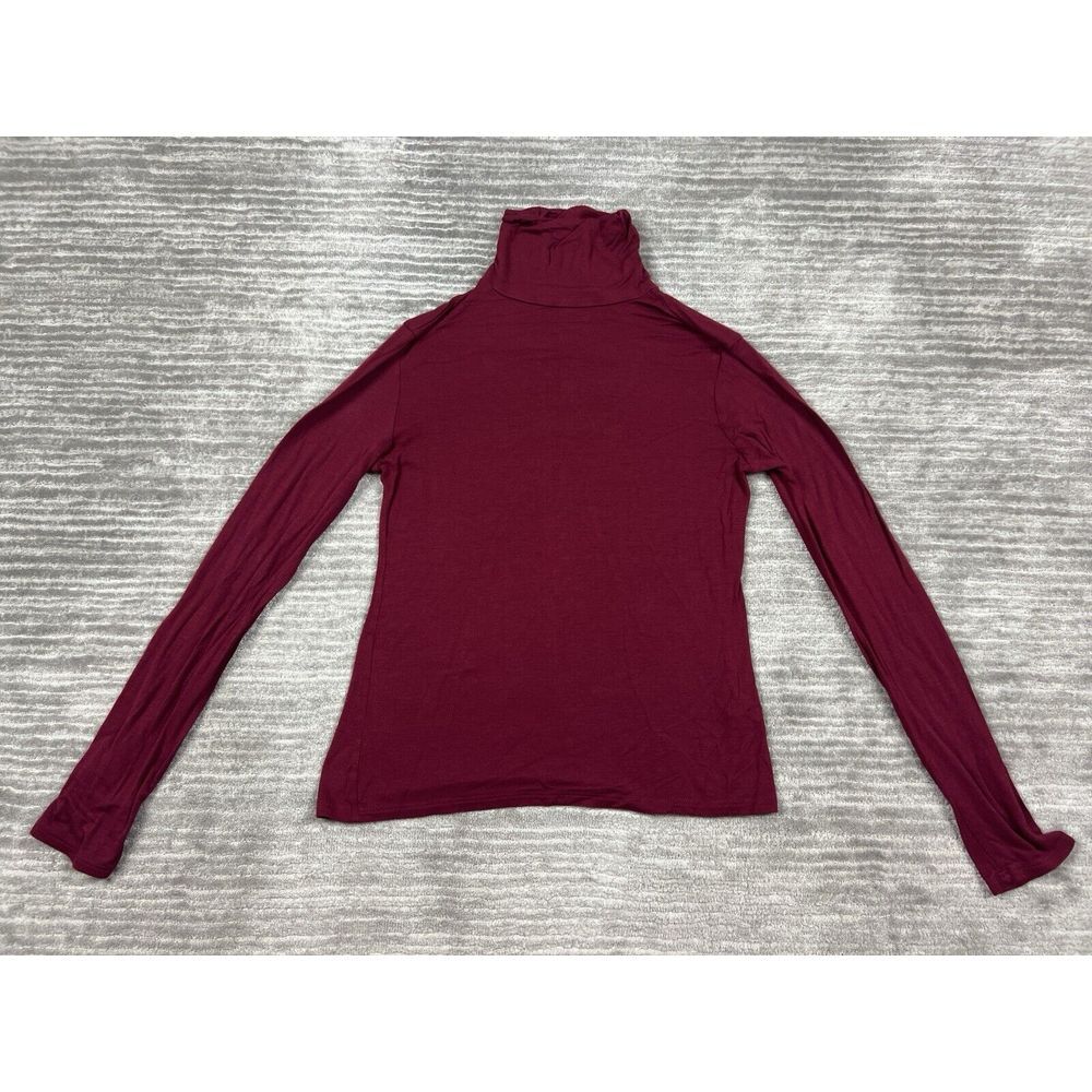 Active Basic Top Womens‎ Large Red Turtleneck Long Sleeve Rayon Blend